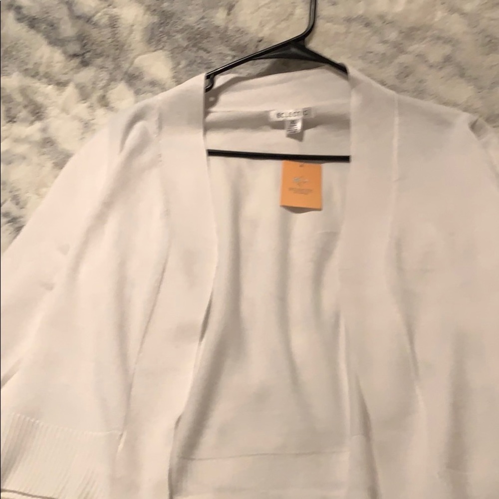 Electic studio white open front sweater